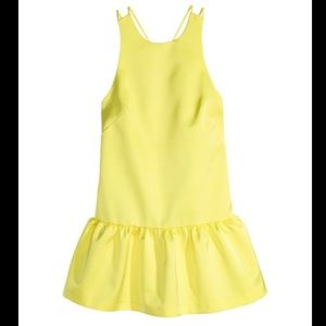 H&M Yellow Satin Flounce Dress, Size 10